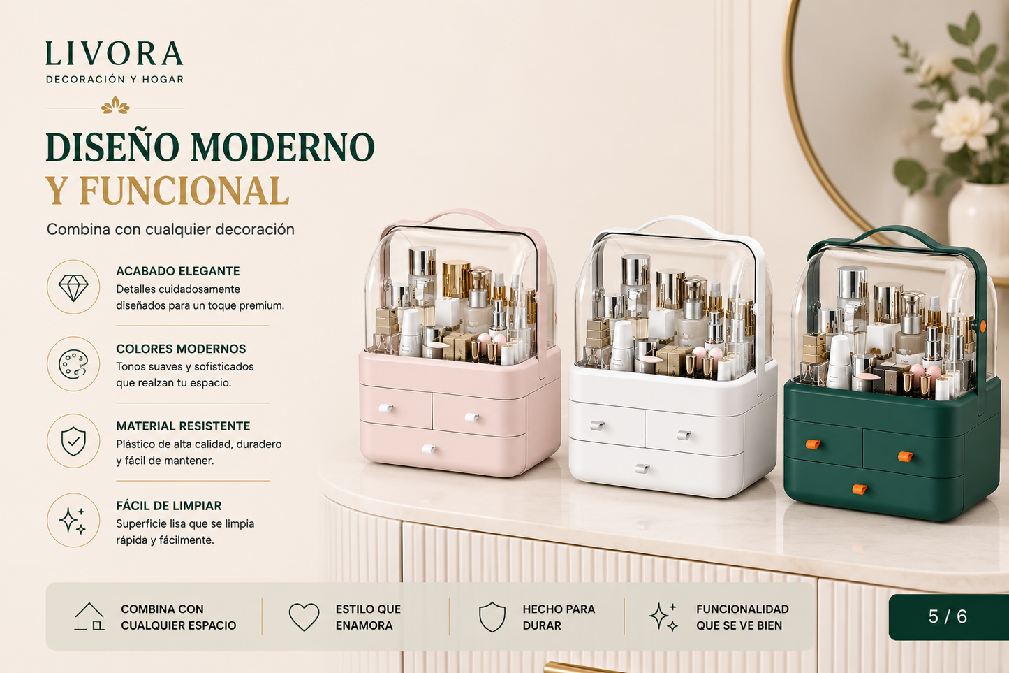 Makeup Cosmetic Organizer with 3 Drawer Storage Box