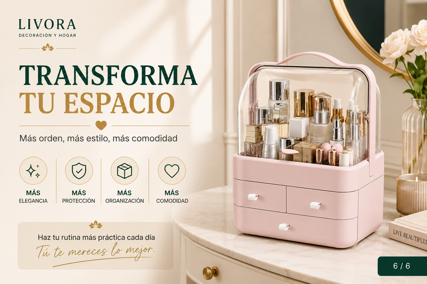 Makeup Cosmetic Organizer with 3 Drawer Storage Box