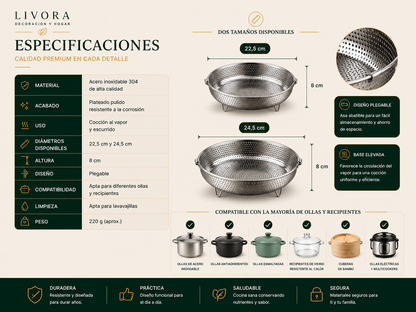 Cesta multifunción para escurrir y cocinar al vapor
