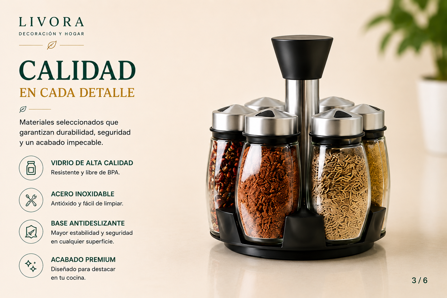 Organizador de Especias de Vidrio – Set de 7 Piezas