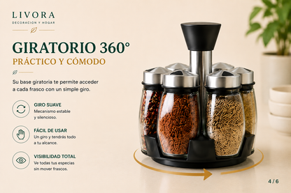 Organizador de Especias de Vidrio – Set de 7 Piezas