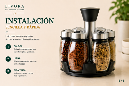 Organizador de Especias de Vidrio – Set de 7 Piezas