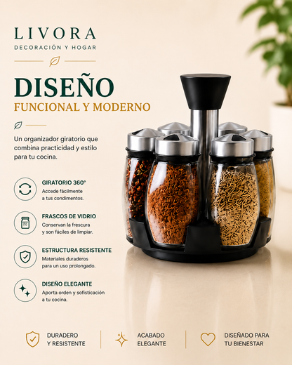 Organizador de Especias de Vidrio – Set de 7 Piezas